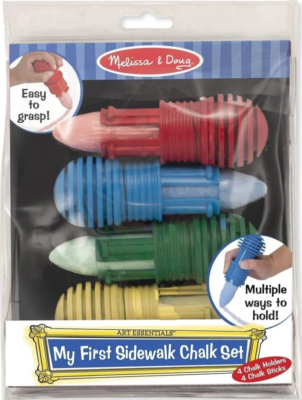 Melissa & Doug My First Sidewalk Chalk Set with Holders - 4 Chalk Sticks and 4 Holders